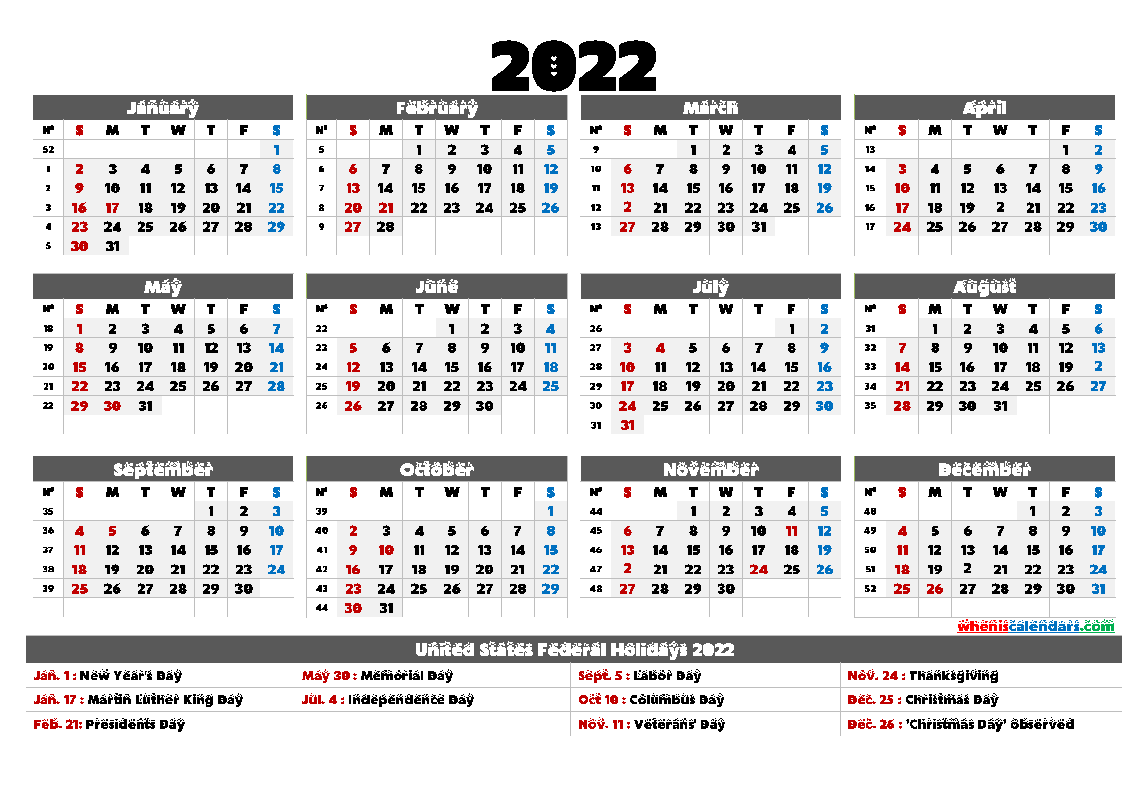 Year 2023 Calendar With Week Numbers Printable YearlyCalendars Net