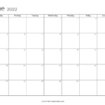 19 June 2022 Calendar Printable PDF US Holidays Blank Calendar