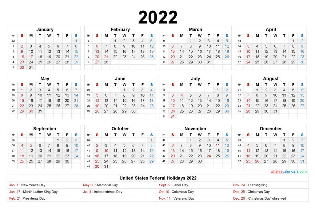 20 Yearly Calendar 2022 Free Download Printable Calendar Templates 