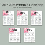 2019 2023 Monthly Printable Calendars Floral Edition Instant Digital