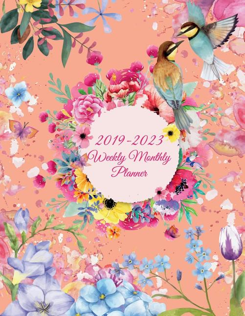 2019 2023 Weekly Monthly Planner Pretty Flowers Orange Cover 8 5 X