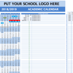 2019 Academic Calendar Templates ExcelTemplate