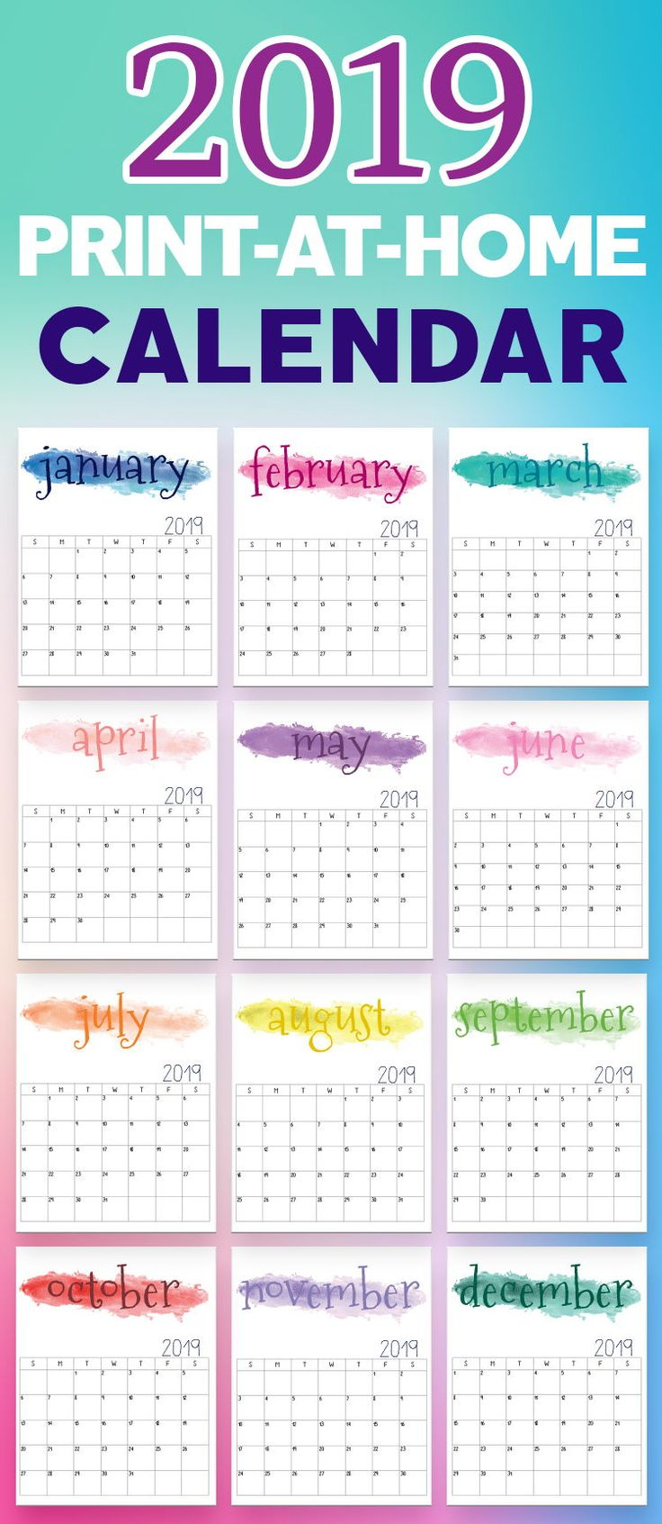 2019 Calendar 2019 Printable Calendars 2019 Printables Printable