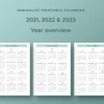 2021 2022 2023 Year At A Glance Calendar Printable One Page Etsy