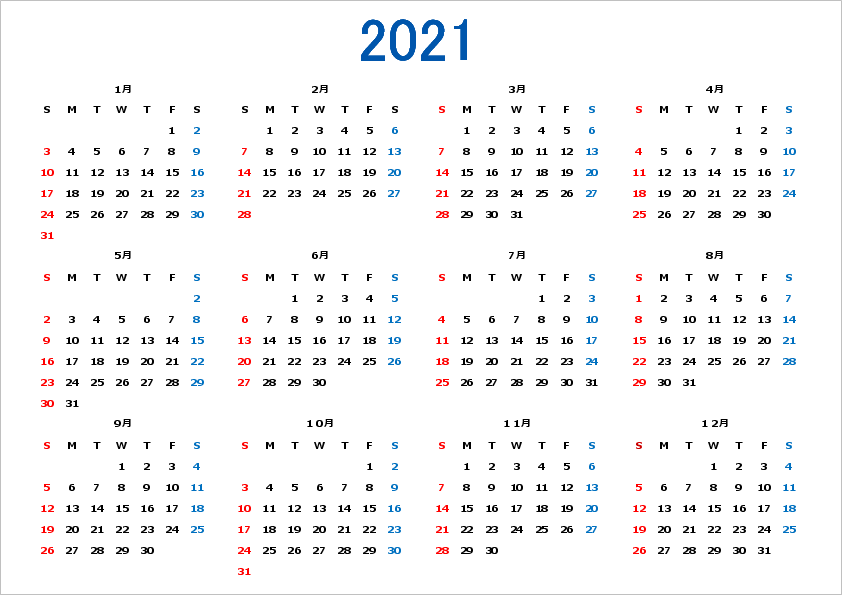 2021 Excel Calendar Free Printable Templates