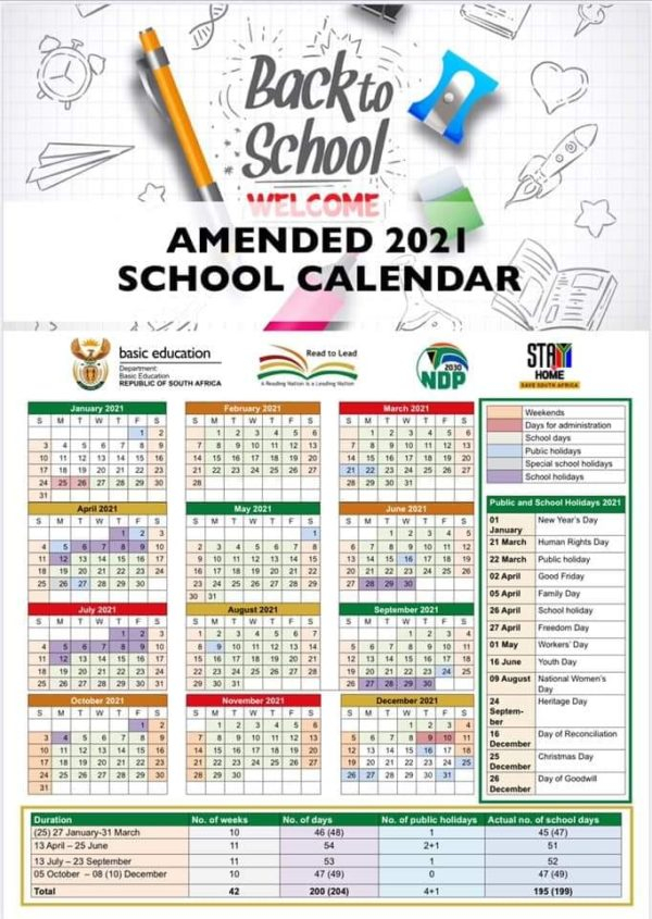 2021 Skool Kalender Vereeniging Gimnasium