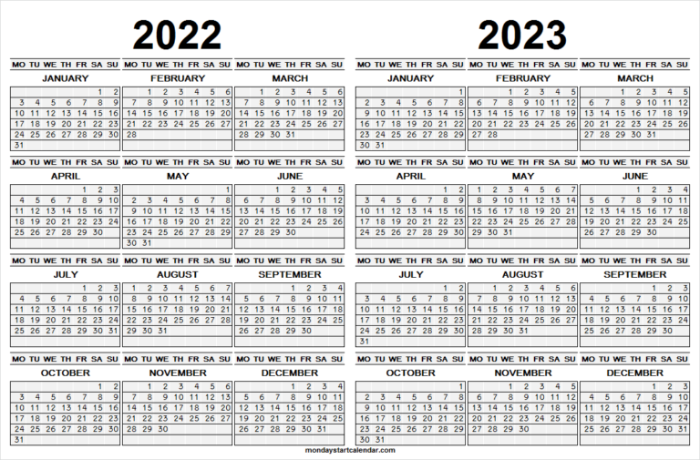 Happy Planner Year At A Glance 2023 Printable Calendar ...