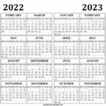 2022 And 2023 Monday Start Calendar Two Year Calendar Printable