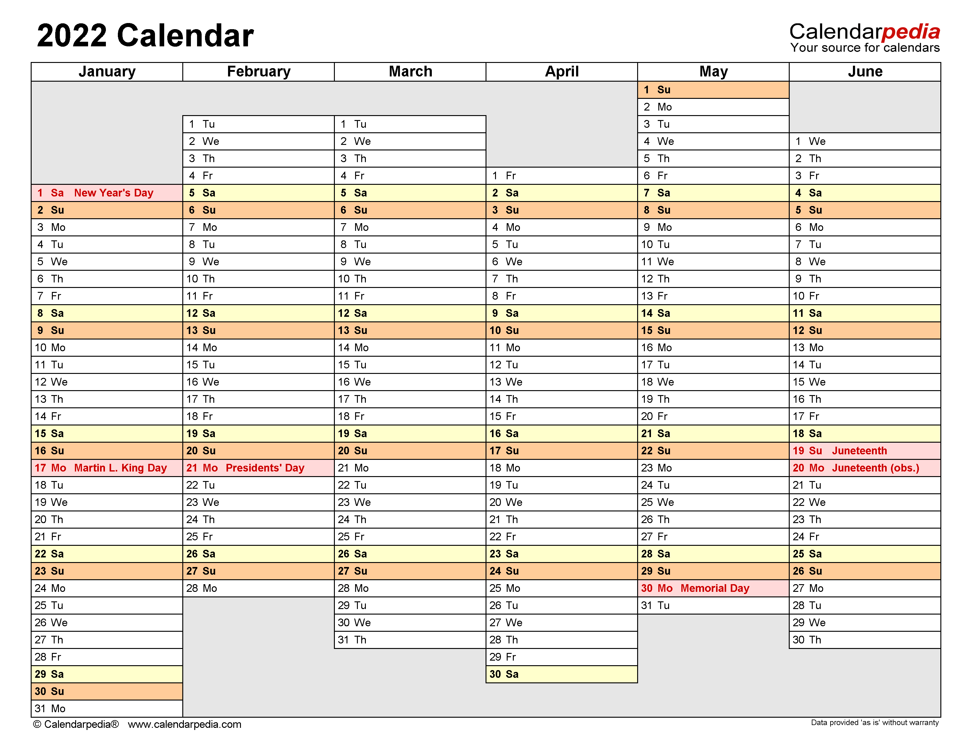 2022 Calendar Free Printable PDF Templates Calendarpedia ...