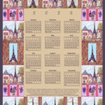 2023 Calendar Paris Eiffel Tower Inspired Pointillism Landscape