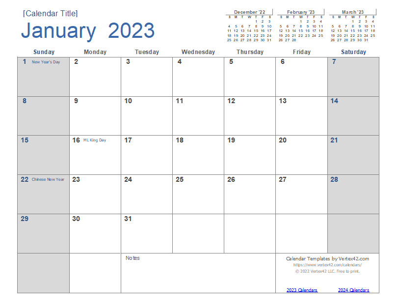 2023 Calendar Templates And Images