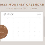 2023 Monthly Calendar Landscape A3 A4 Printable Calendar Etsy