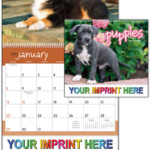 2023 Puppies Calendar 11 X 19 Imprinted Spiral Bound Drop Ad