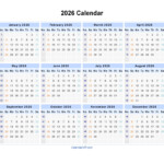 2026 Calendar Blank Printable Calendar Template In PDF Word Excel