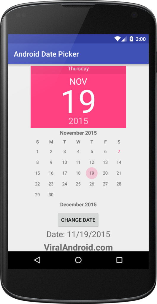 Android Date Picker Example Viral Android Tutorials Examples UX 