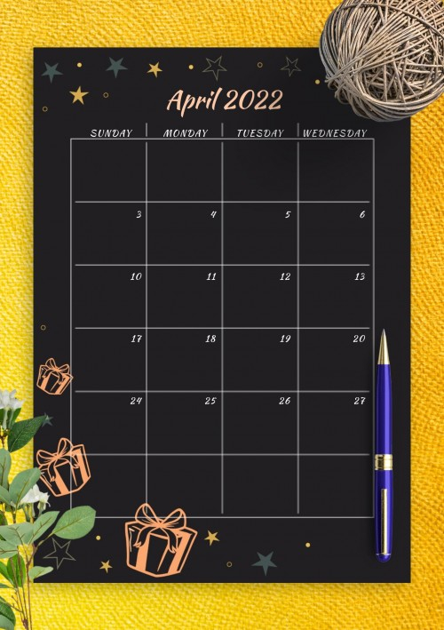 April 2022 Calendar Templates Download PDF