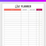 Bill Planner Printable Pay Down Your Bills This Year Budget