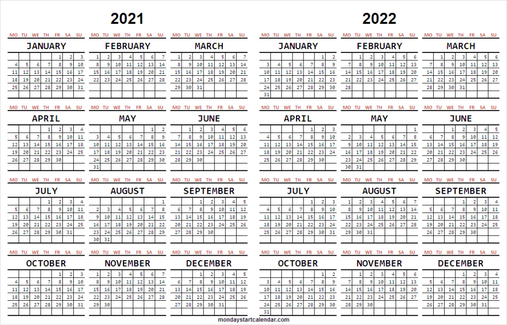 Blank 2021 2022 Calendar Free Academic Calendar Template