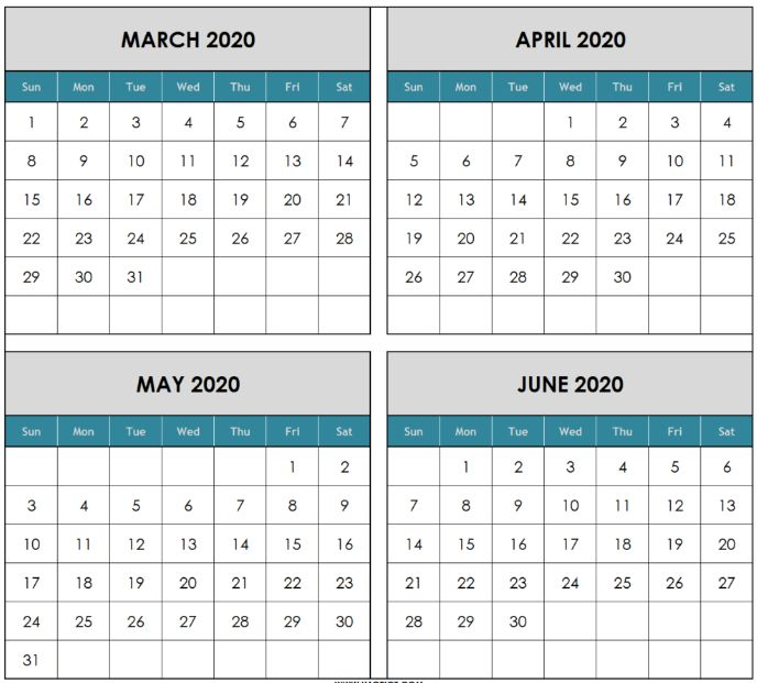 Blank Calendar March April May 2020 Calendar April May Calendar March