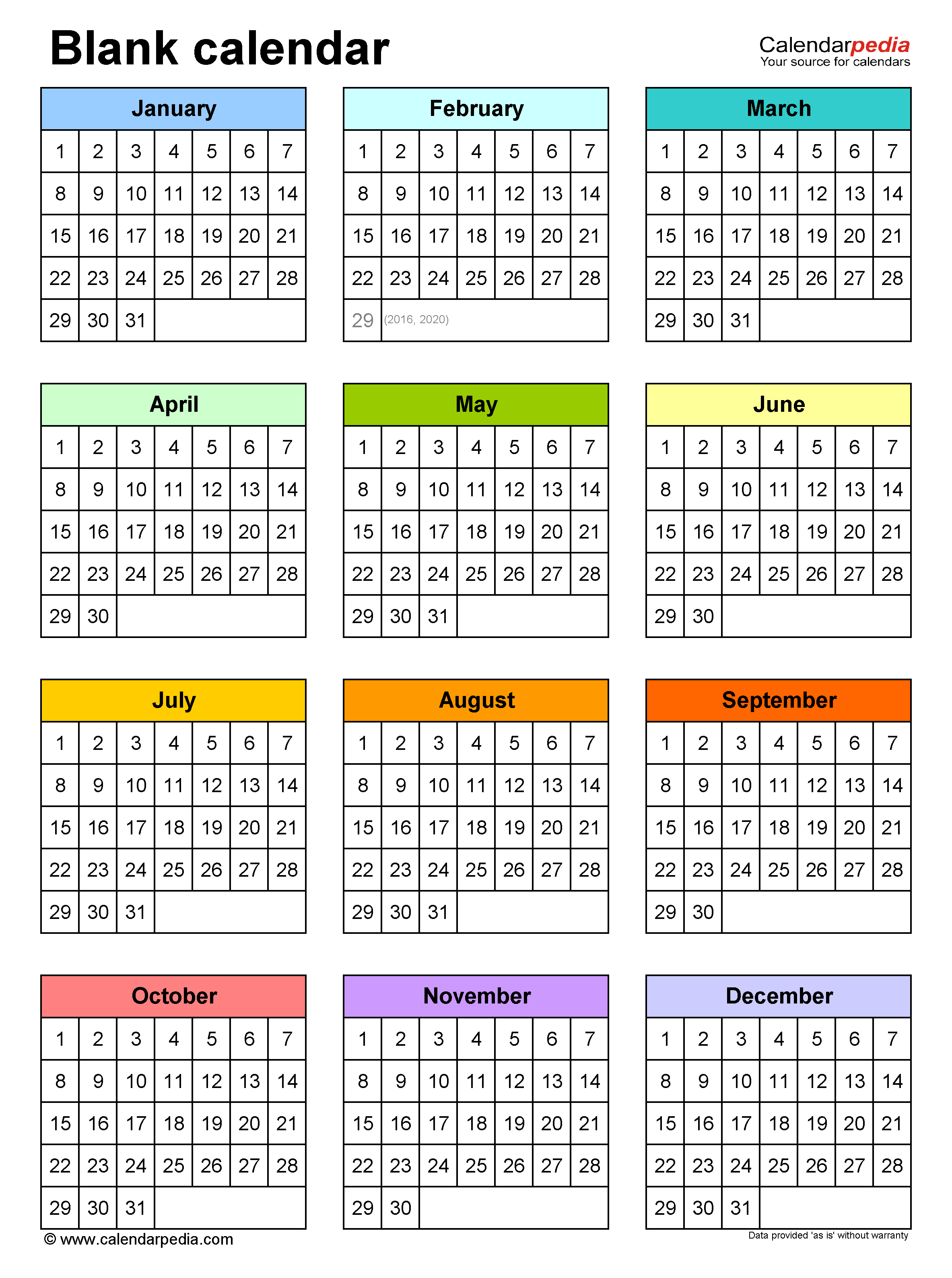 Blank Calendars Free Printable Microsoft Word Templates