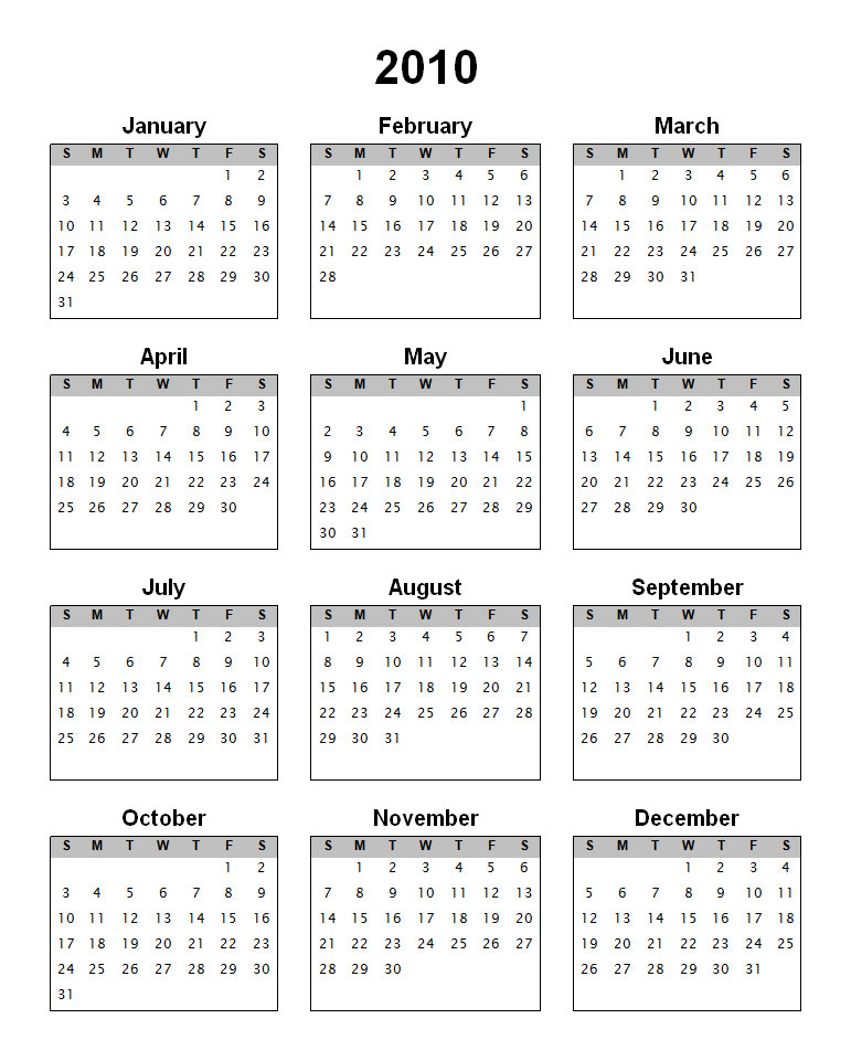 Blank Calendars Yearly Calendar Forms And Templates