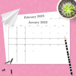 Blank Monthly Calendar Template Printable PDF
