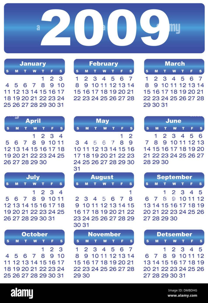 Calendar 2009 Stock Vector Image Art Alamy