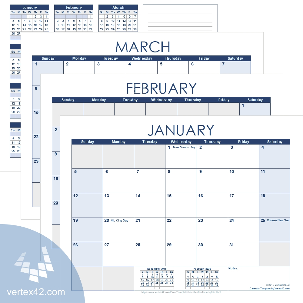 Calendar Template By Vertex42 Calendar Template Printable