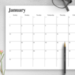 Download Printable Horizontal Monthly Calendar PDF