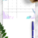 Download Printable Simple Colored Monthly Calendar PDF