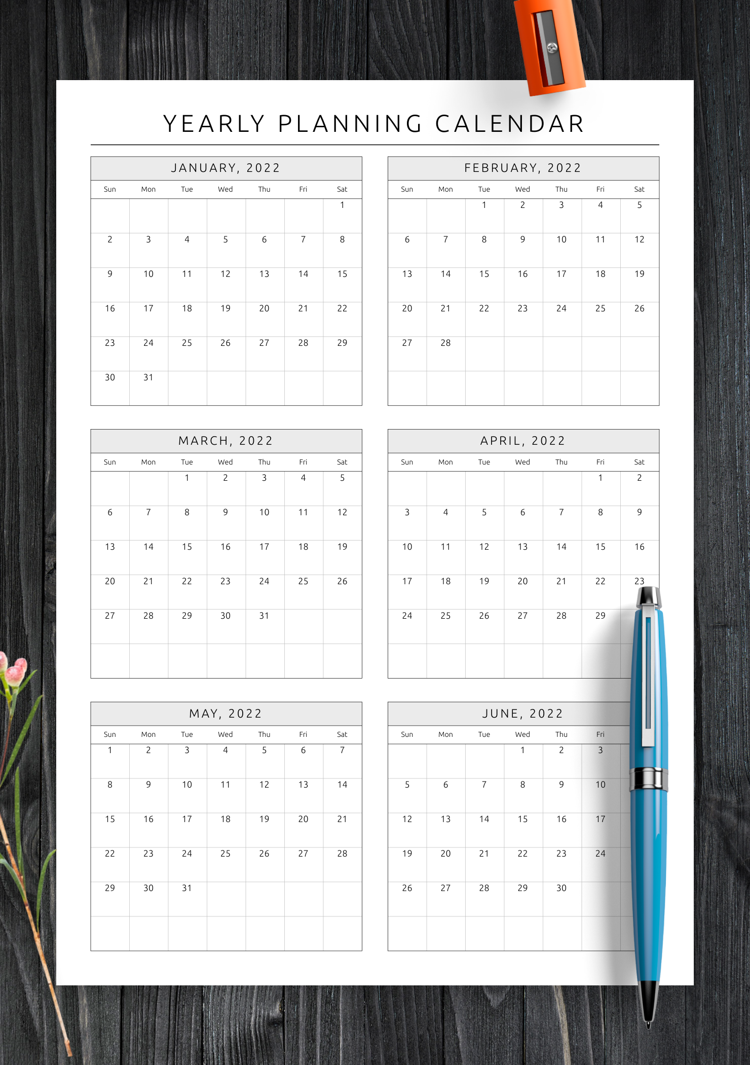 Printable Split Year Calendar