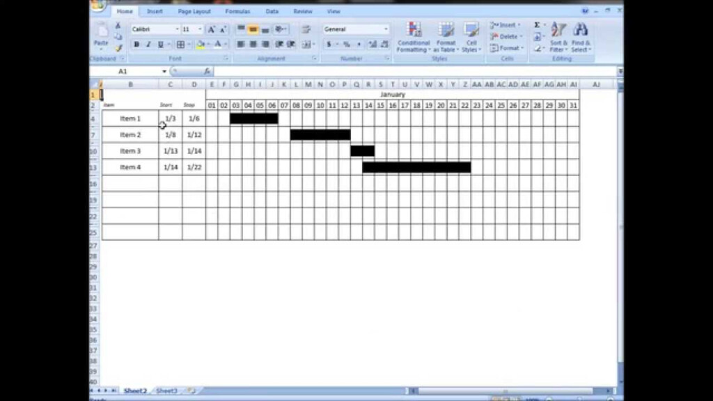 Excel Tutorial Make Interactive Visual Schedule Gantt Chart With One 