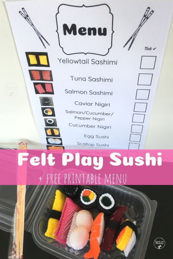 Felt Play Sushi Sushi For Kids Free Printable Menu Printables Free Kids