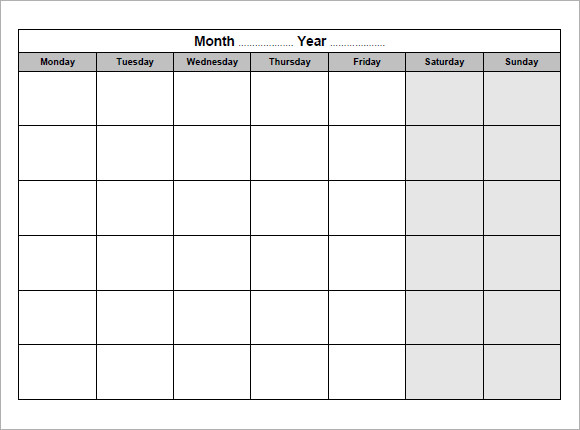 FREE 11 Blank Calendar Templates In PDF