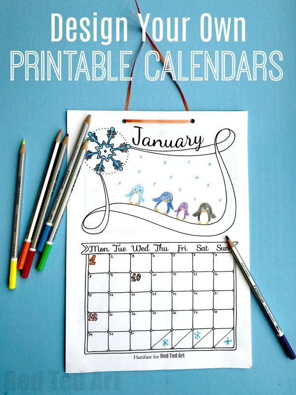 Free Cute Printable Calendar 2022 Red Ted Art Kids Calendar Diy