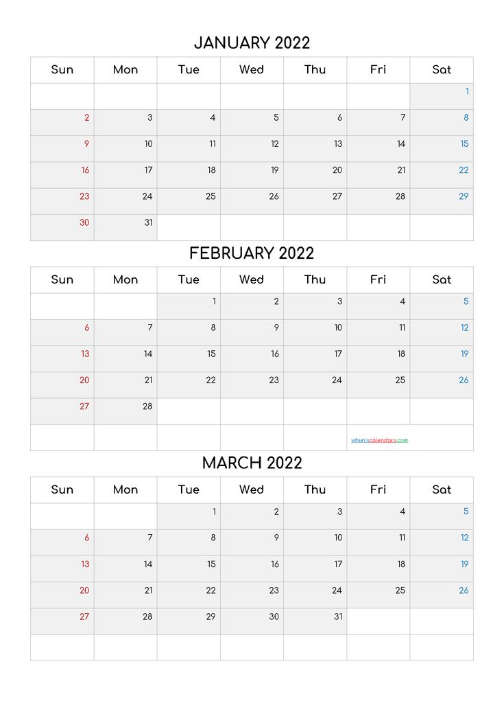 Free January February March 2022 Calendar Q1 Q2 Q3 Q4 Calendar