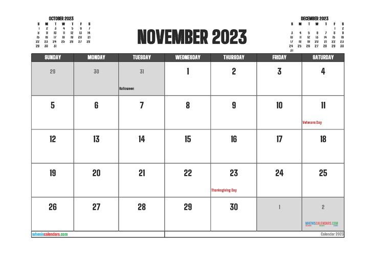 Free November 2023 Printable Calendar 3 Month Calendar In 2021 