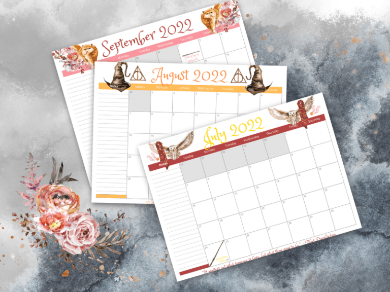 Free Printable 2022 Wizard Magic Harry Potter Themed Calendar Carrie Elle