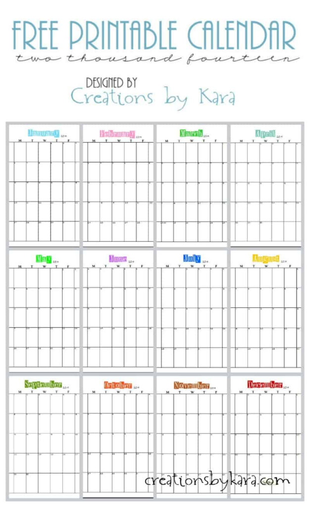Free Printable Calendar For 2014 Creations By Kara