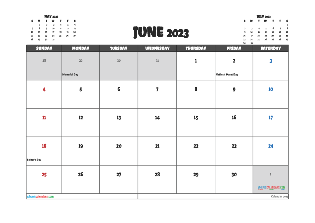 Free Printable June 2023 Calendar 12 Templates