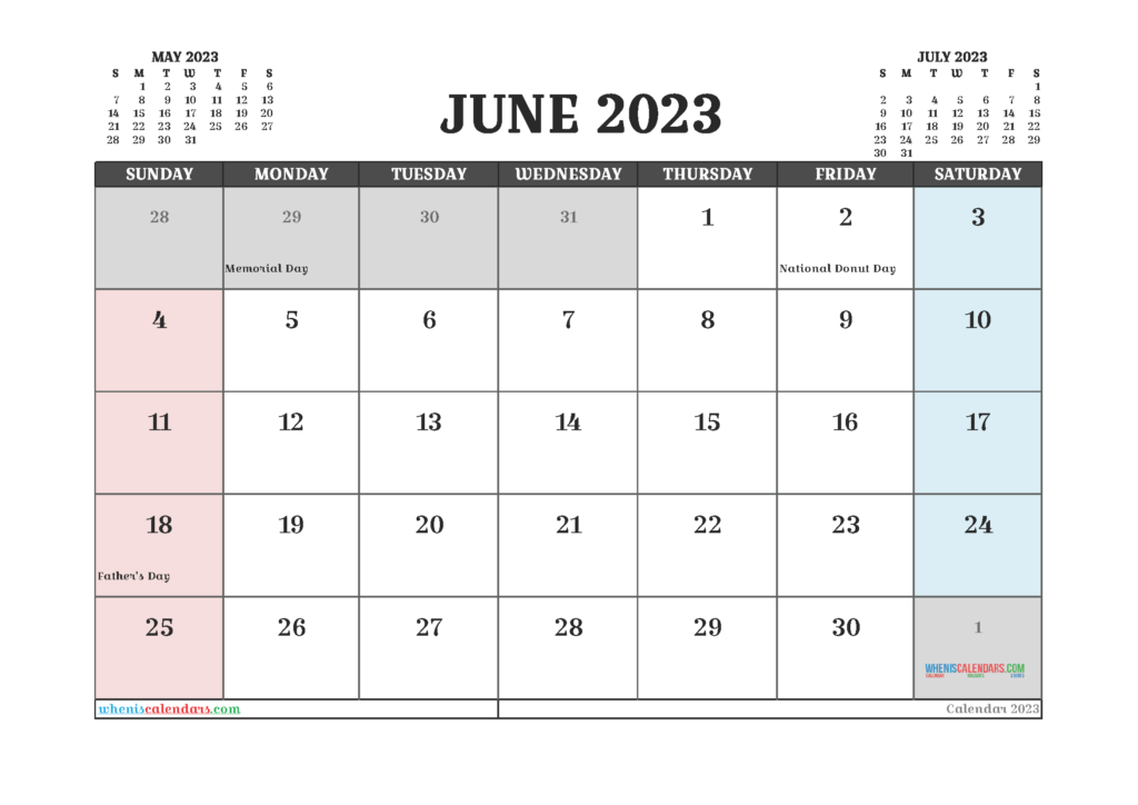 Free Printable June 2023 Calendar 12 Templates