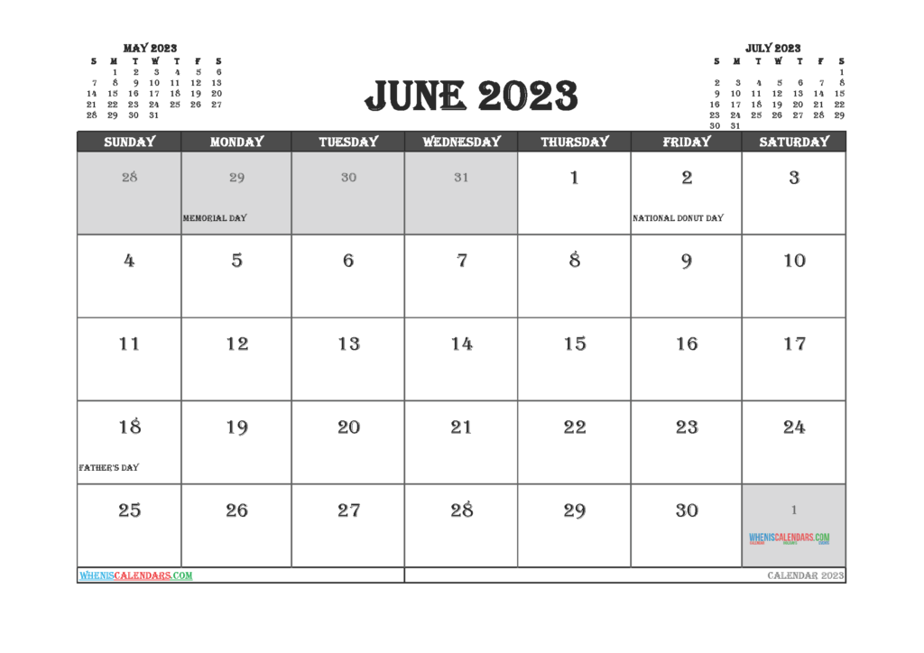 Free Printable June 2023 Calendar 12 Templates