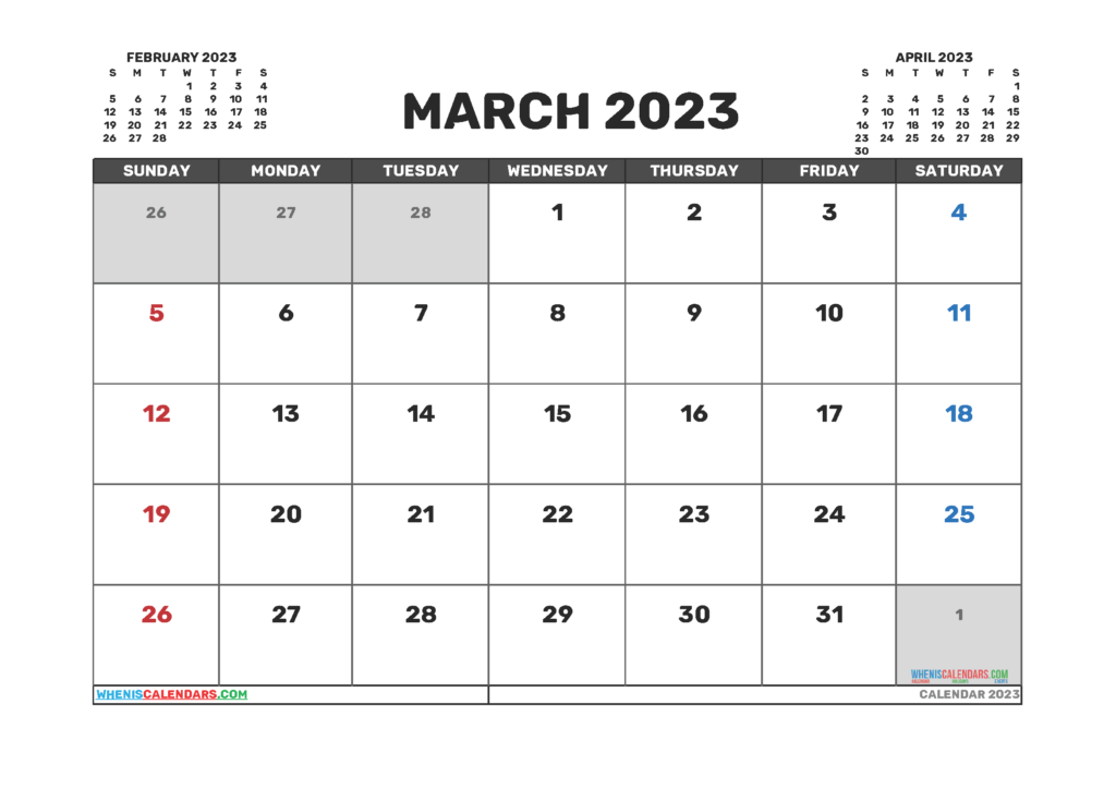 Free Printable March 2023 Calendar 12 Templates