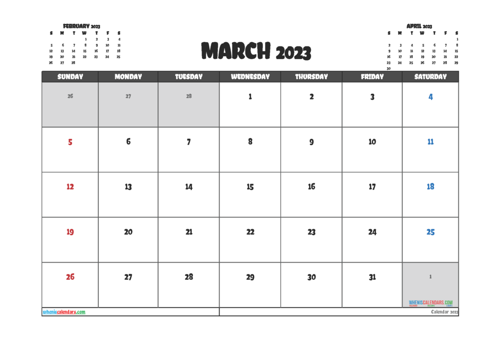 Free Printable March 2023 Calendar 12 Templates