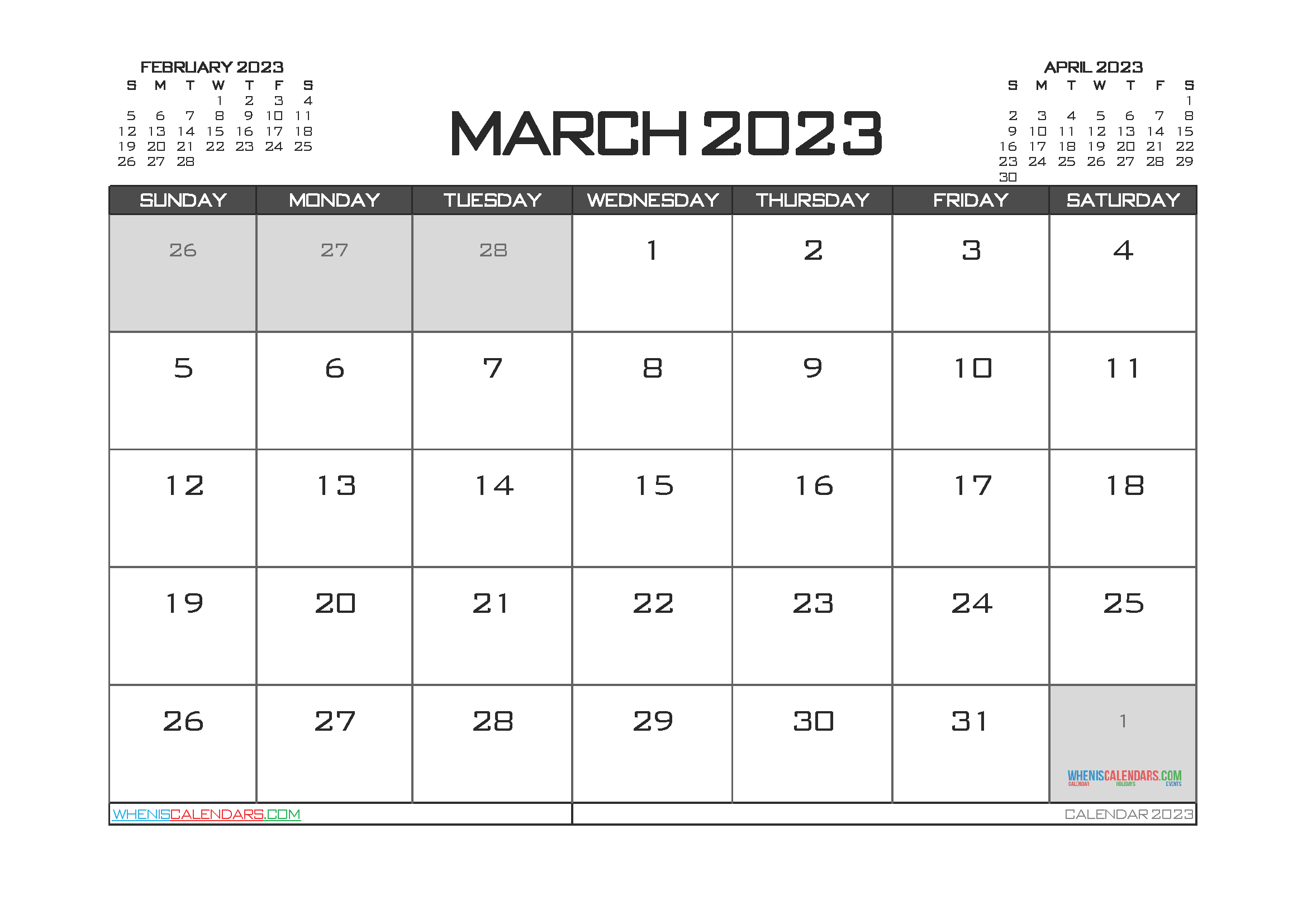 Free Printable March 2023 Calendar 12 Templates