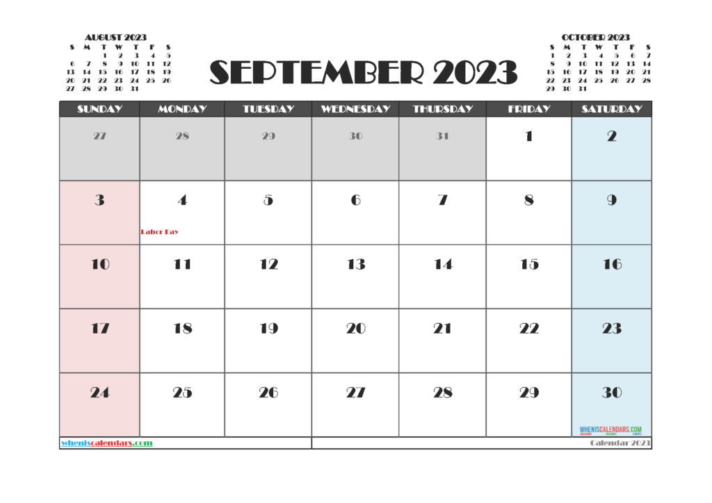 Free Printable September 2023 Calendar 12 Templates