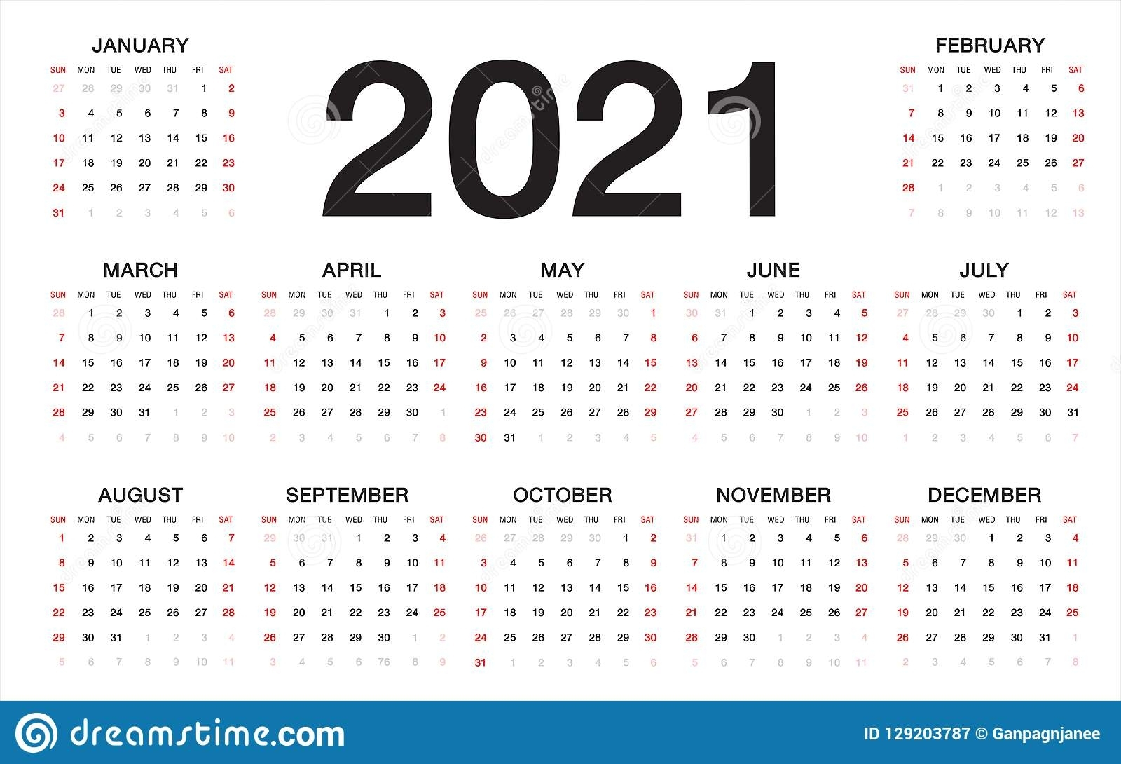 Free Printable Sunday Thru Saturday 2021 Calendar Ten Free Printable