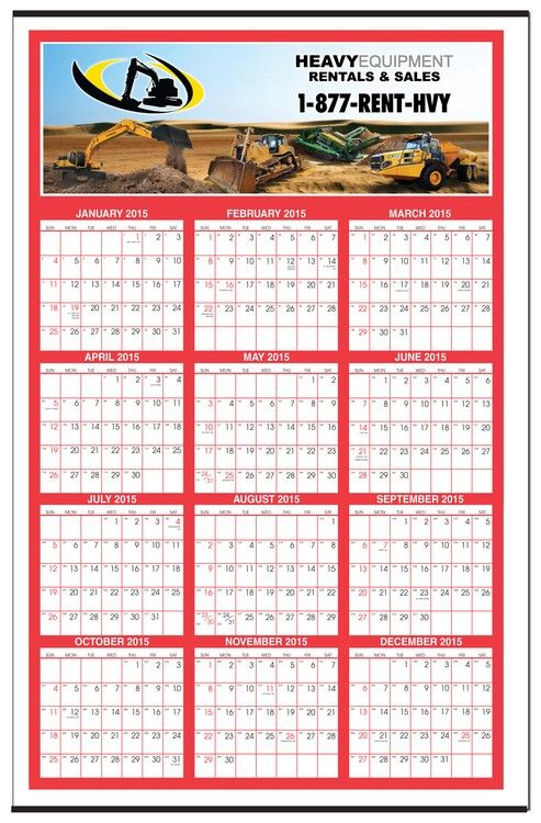 GIANT Full Color Yearly View Wall Calendar With Weekly Numbering 