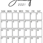 January 2021 Portrait Vertical Style Calendar Calendar Printables