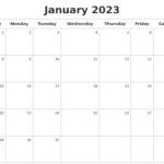 January 2023 Calendar Maker